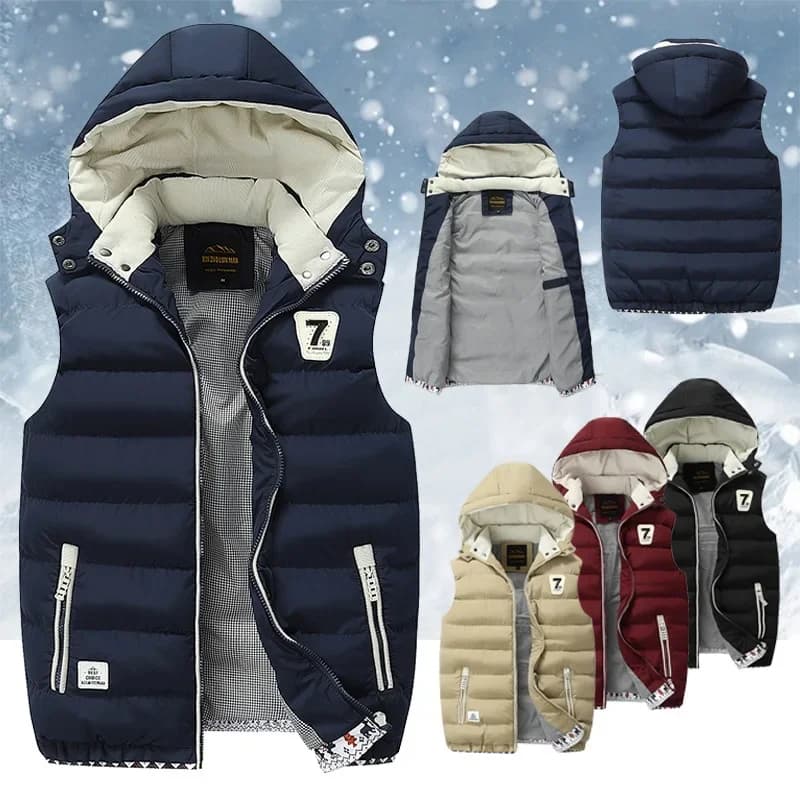 5XL Uomini Gilet Invernali Cappello Staccabile Imbottiture Gilet Casual Senza Maniche Giubbotti Maschile Gilet Con Cappuccio Outwear Cappotti Caldi Antivento