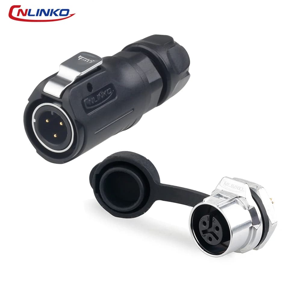 CNLINKO M12 2-8Pin Waterproof Circular Connector IP68 Solder Type with Snap Lock for Smart Grids & Electrical Power Equipment