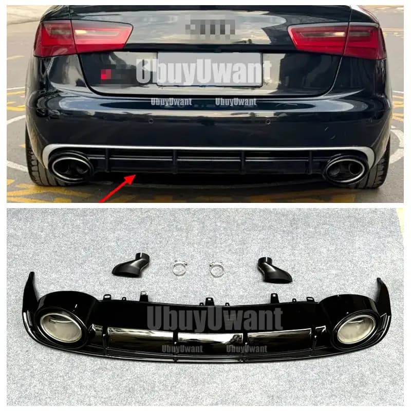 Rear Bumper Diffuser Lip Spoiler Protector For Audi A6 C7 C7.5 Standard Hatchback Avant Touring /Sedan 2012 - 2018
