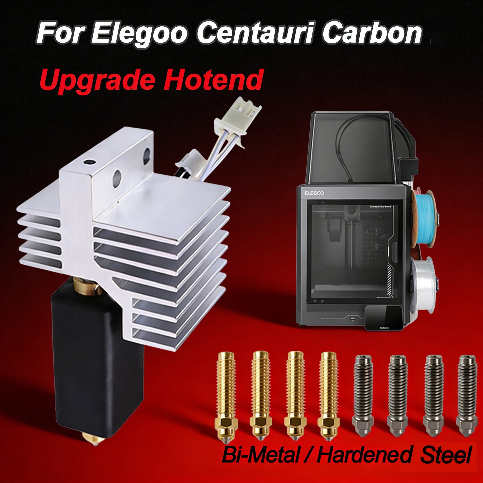 Kit Hotend Assemblato per Elegoo CC2 Upgrade, Estrusore Hotend per Elegoo Centauri Carbon 2, Ugello Sostituibile 0.2/0.4/0.6/0.8 mm