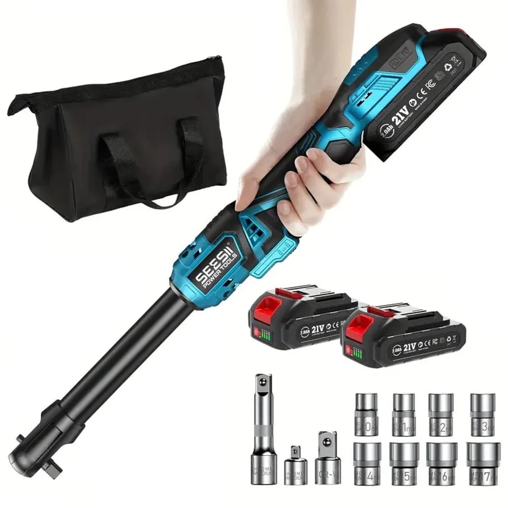 Seesii 6.3 '' Chiave a cricchetto elettrica estesa 3/8" Chiave elettrica a batteria 80Nm 21V Chiave angolare ricaricabile Strumenti di riparazione auto