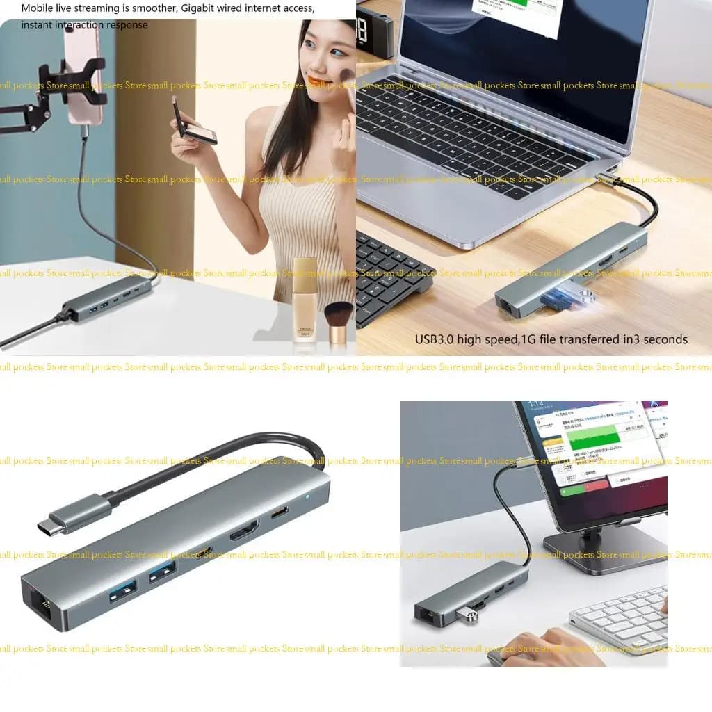 R1WD Adattatore da USB C a HDTV Dock espansione a 6 porte con Gigabit Ethernet 2xUSB3.0 HDTV Tipo C Trasferimento dati da
