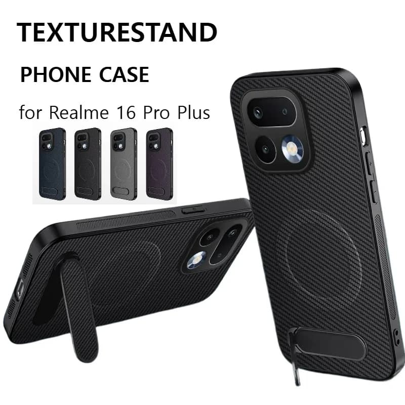 Custodia Business in Fibra di Carbonio con Supporto Nascosto per Realme 16 Pro Plus 15 15T 14 Pro, Cover Antiurto con Ricarica Magnetica Avanzata