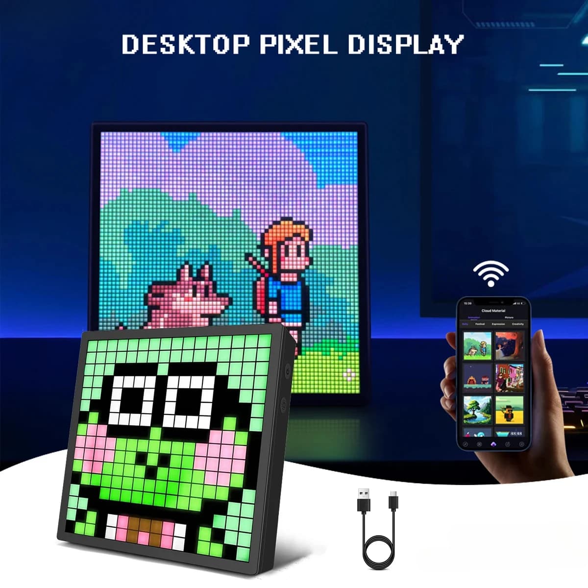 Display a matrice LED Pixel Smart Screen Controllo APP Luce notturna programmabile Cornice per foto pixel digitale Lampada da tavolo per decorazioni per sala giochi