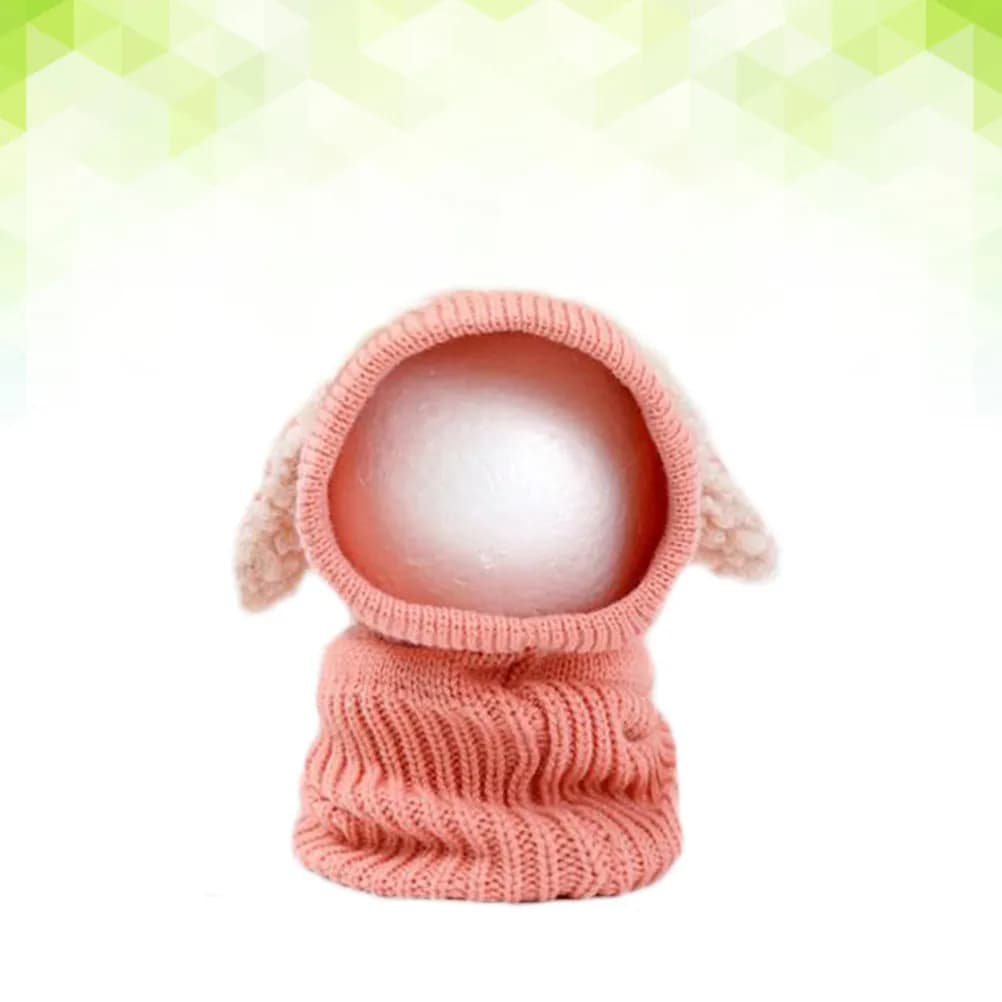 Winter Baby Kids Girls Boys Dog Design Knitted Woolen Coif Hood Scarf Hat Pink Soft Warm Earflap Cap Cute Kids Scarf Caps