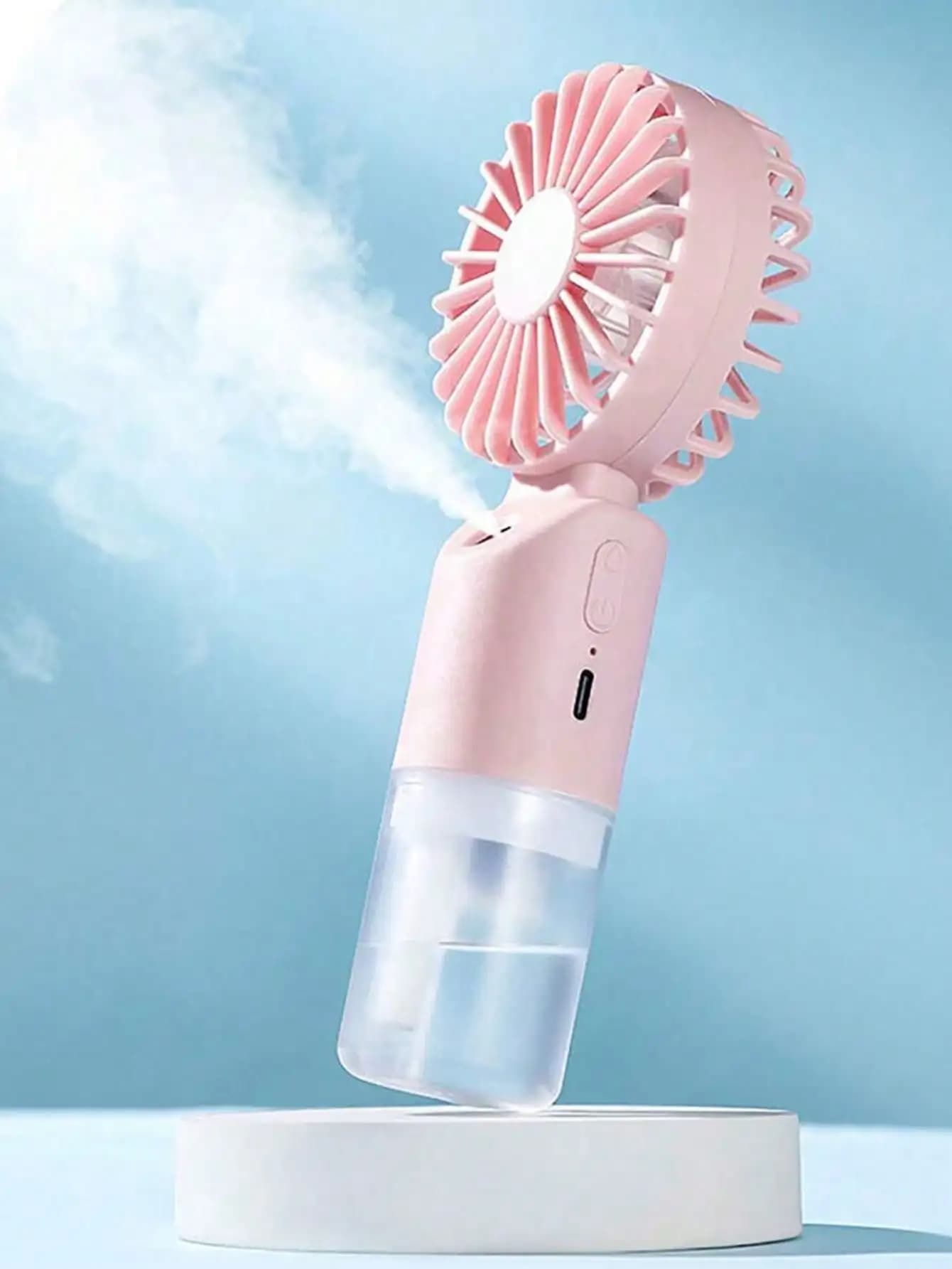 Mini Handheld Mist Fan, Portable Electric Fan, 2-Speed Adjustable, Desktop Fan For Summer, Humidifying & Cooling, Suitable For Indoor/Outdoor Camping, Student Rechargeable Fan, With 500mAh Long-Lasting Battery