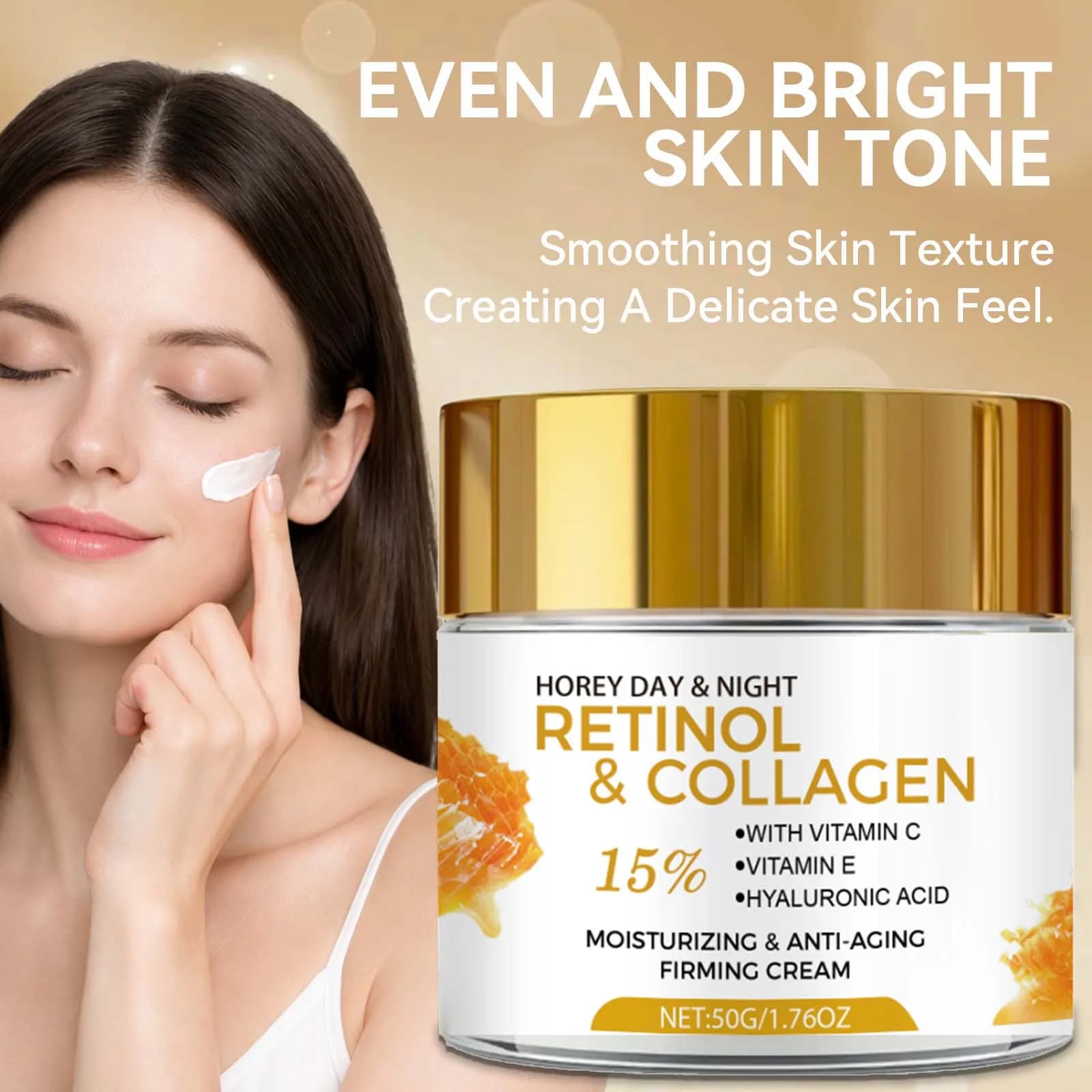 Crema Viso Istantanea Effetto Lifting con Acido Ialuronico e Collagene, Rassodante e Idratante, per una Pelle Luminosa e Voluminosa, Leggera e Non Unta