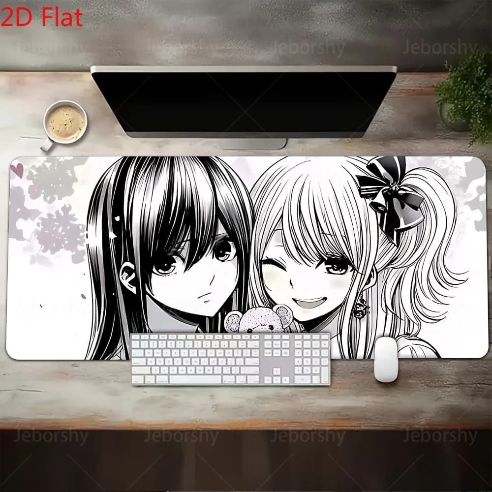 Tappetino per Mouse da Gaming Antiscivolo con Simpatiche Ragazze Anime e Orsacchiotto