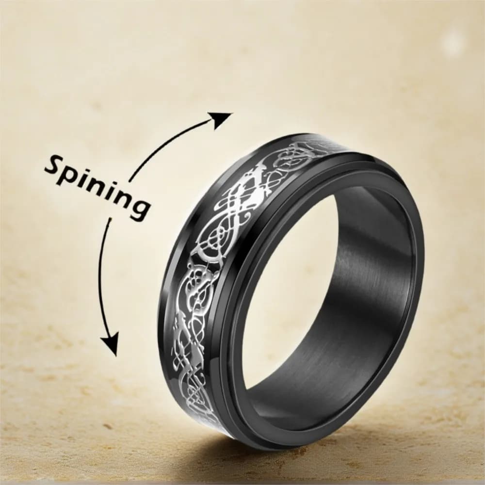 Anelli Fidget Spinner per l'ansia per uomo Anelli in acciaio inossidabile nero Fidgets Ruota liberamente Accessori antistress Gioielli maschili