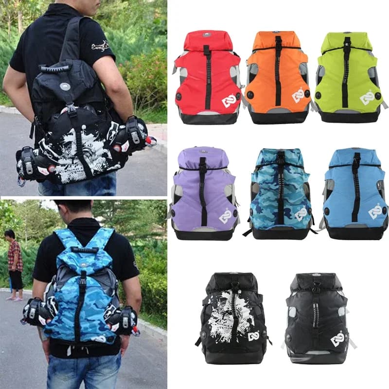 Zaino per pattini a rotelle Uomo Donna Pattini in linea Scarpe da pattinaggio Stivali Borsa per il trasporto Zaino per pattini da ghiaccio per bambini Borse per sport all'aria aperta