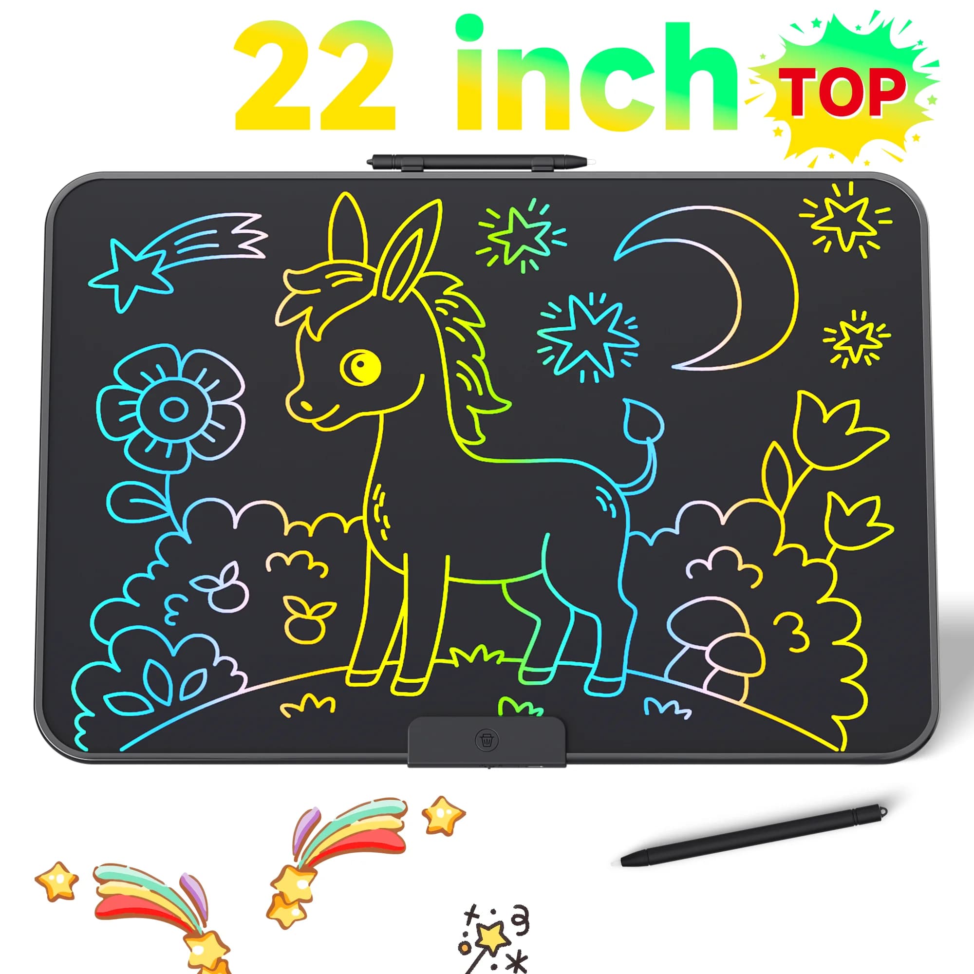 Tavoletta LCD da 22 pollici per bambini, lavagna elettronica colorata, blocco per schizzi digitale ricaricabile, lavagna per imparare a scrivere