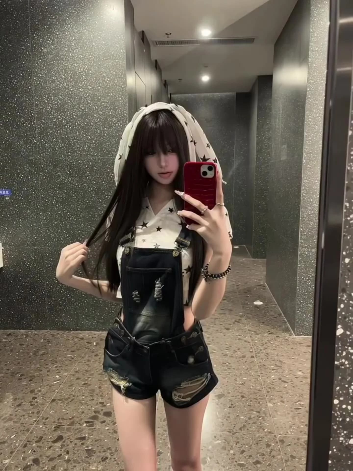 Sexy Girl Summer Outfit Short Sleeve Hoodie Denim Overalls Two Piece Set Casual Comfortable Polyester Blend Fashion Ensemble