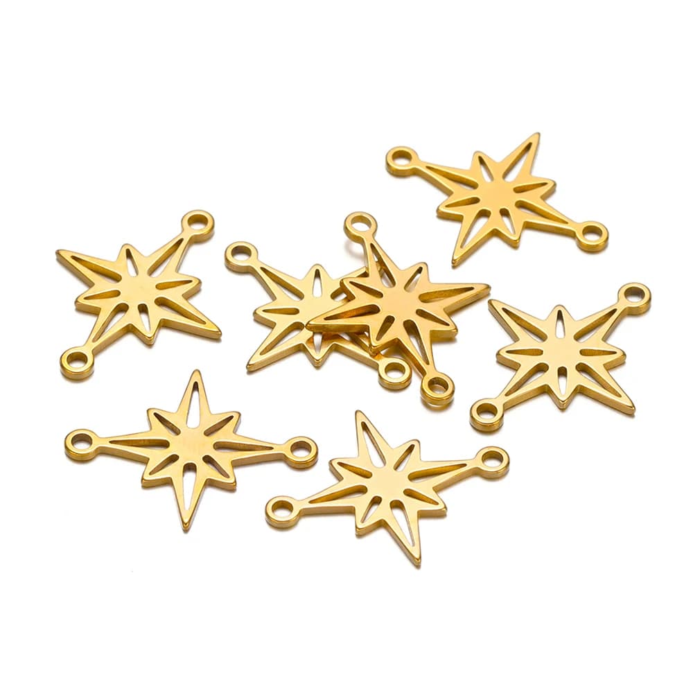 20 ciondoli con connettore a stella in acciaio inossidabile per orecchini fai da te, accessori per la creazione di gioielli, braccialetti, collane
