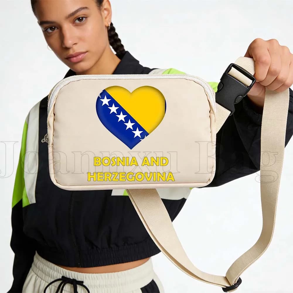 Sporty Waist Bandiera Bosnia and Herzegovina, Waterproof, for Running, Cycling, Wallet, Cellular Door, Jogging