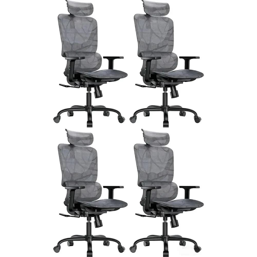 Sedia da ufficio ergonomica in rete con supporto lombare a 5 livelli, sedia da gaming per computer con poggiatesta e braccioli regolabili, funzione dondolo, confortevole