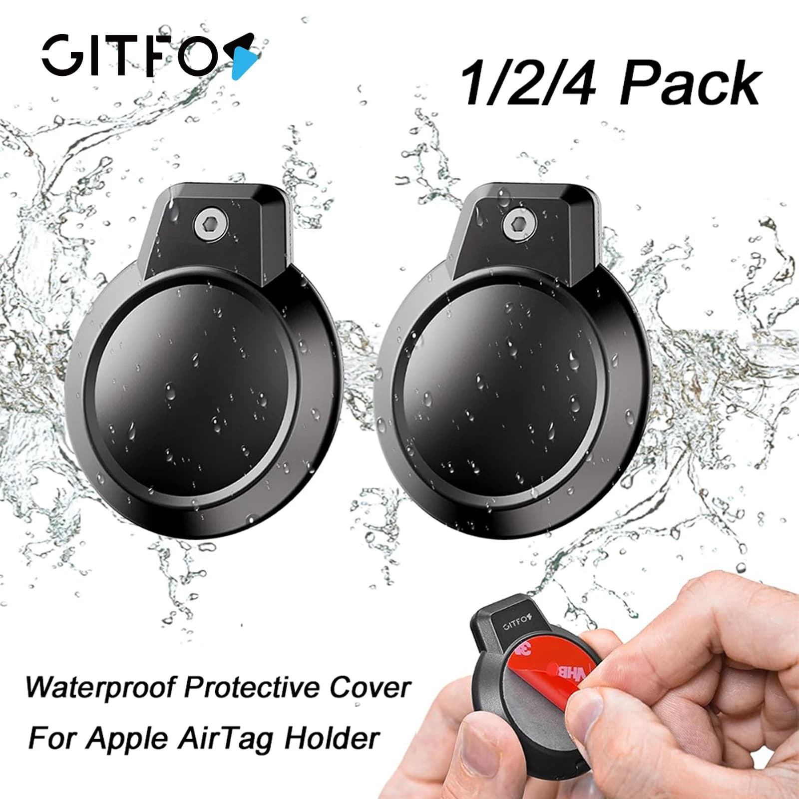 Custodia GITFOS Airtag per supporto Apple AirTag con adesivo Cover impermeabile a tutto tondo per auto, bici, skateboard