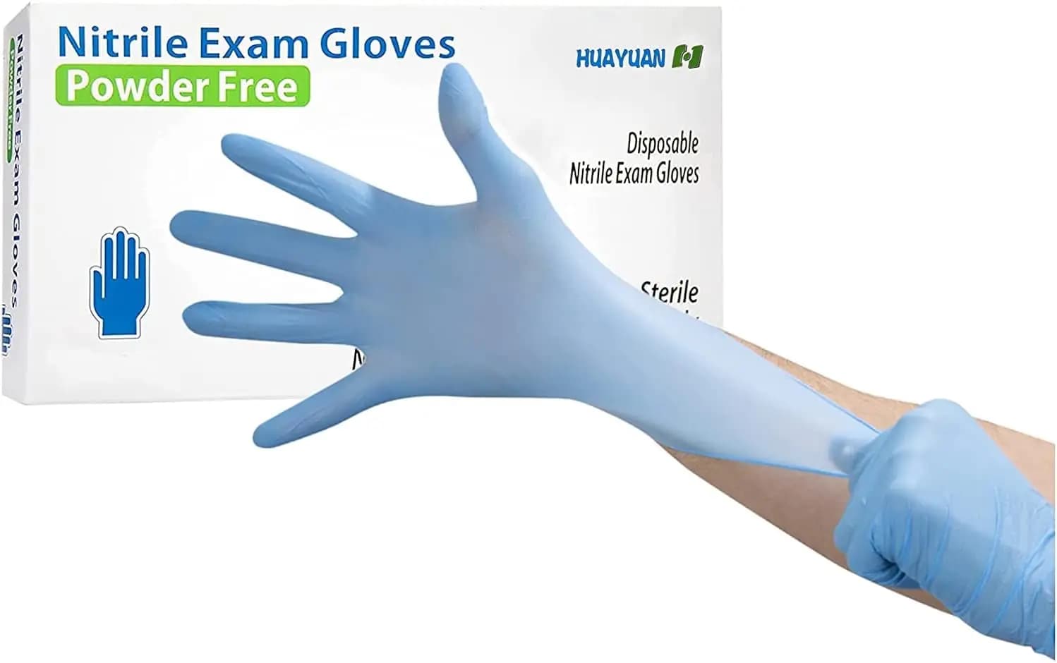 Guanti Monouso in Nitrile Senza Polvere, Senza Lattice, con Punte delle Dita Texturizzate, Ultra Resistenti, Confezione da 100, Blu - Taglia Media