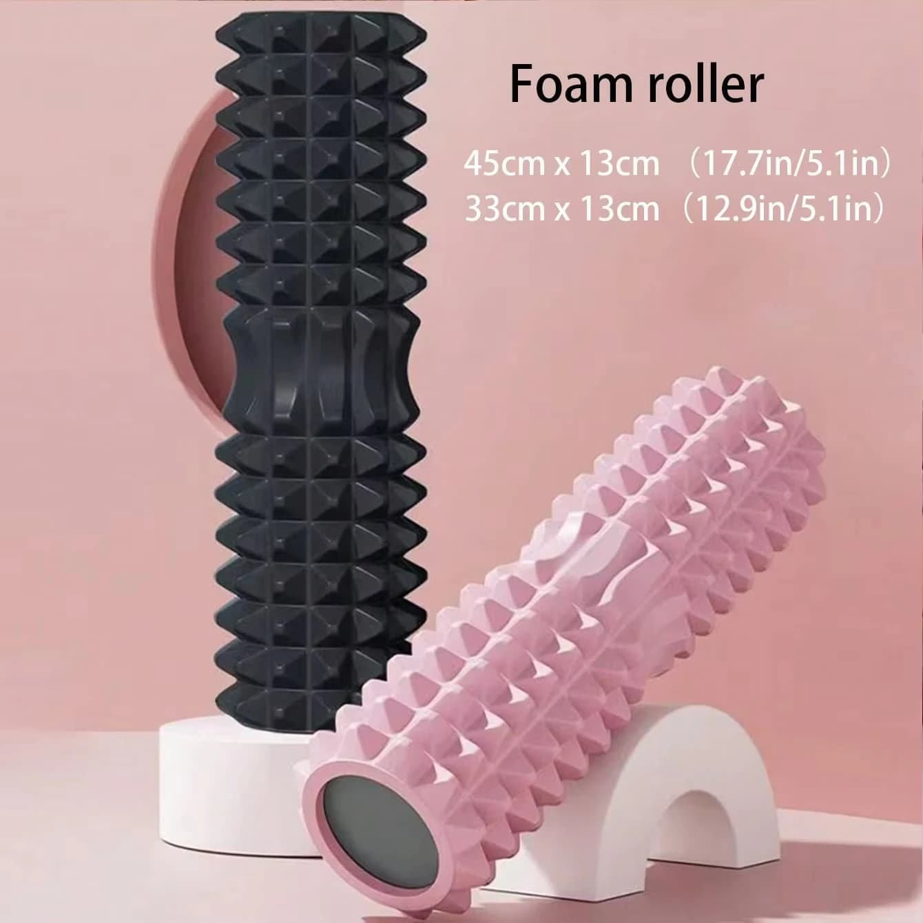 Crescent yoga cushion in solid foam 45*13cm, ideal for fitness, yoga, Pilates and muscle relaxation