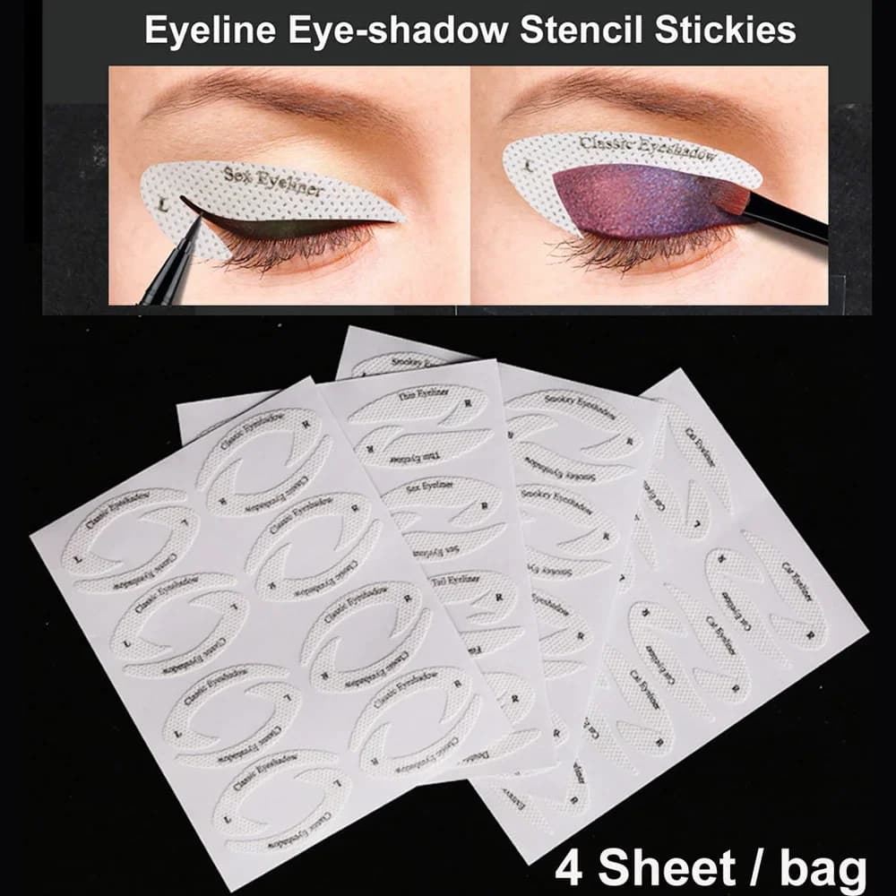 4 Fogli di Stencil per Trucco, Adesivi per Sopracciglia, Strumenti per Eyeliner e Ombretto, Stencil Adesivi per Occhi