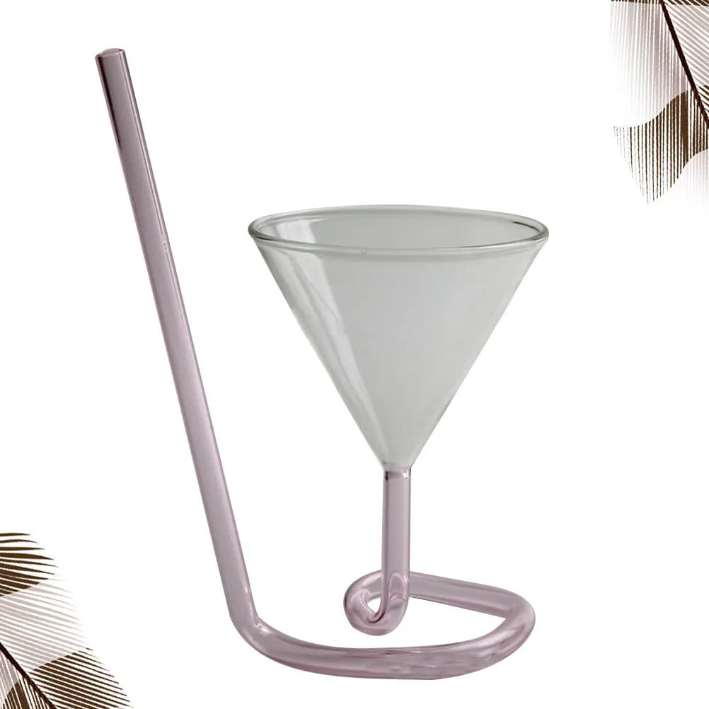Calice da Cocktail Creativo a Spirale con Coda Lunga, Bicchiere Trasparente Perfetto per Feste, Barbecue, Spiaggia, Uso Esterno, con Cannuccia