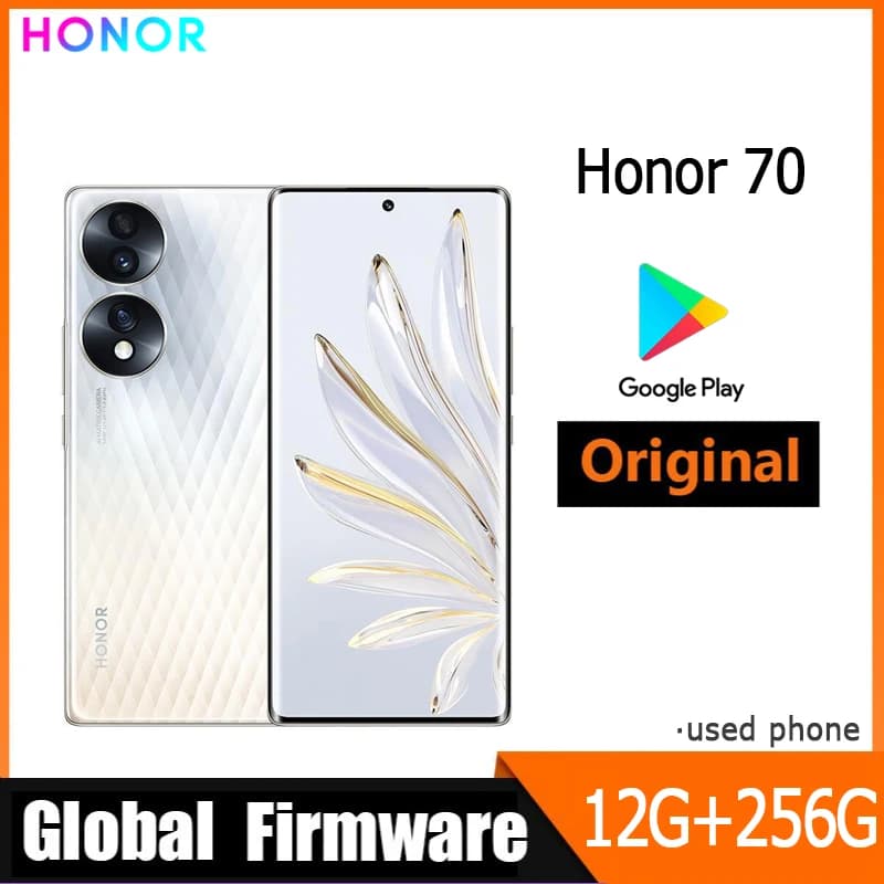 Smartphone HONOR 70 5G con Firmware Globale, Schermo da 6,67 Pollici, Batteria da 4800mAh, Fotocamera Posteriore da 54MP, Snapdragon 778G Plus, RAM 12GB, ROM 512GB, Telefono Usato