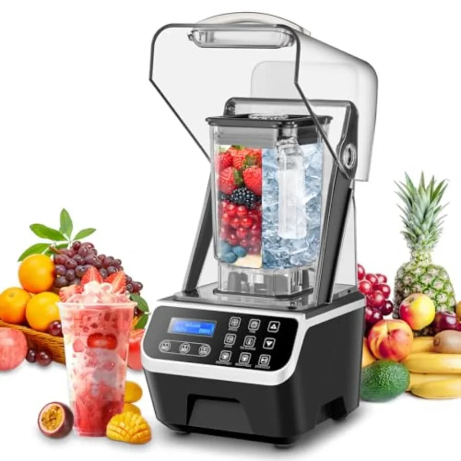 Commercial Frullatore 2200W 2.1QT 68OZ Silent with Brushless Motors for Frullati and Congelate Beverages, Banco Electric with Auto-Pulent Function