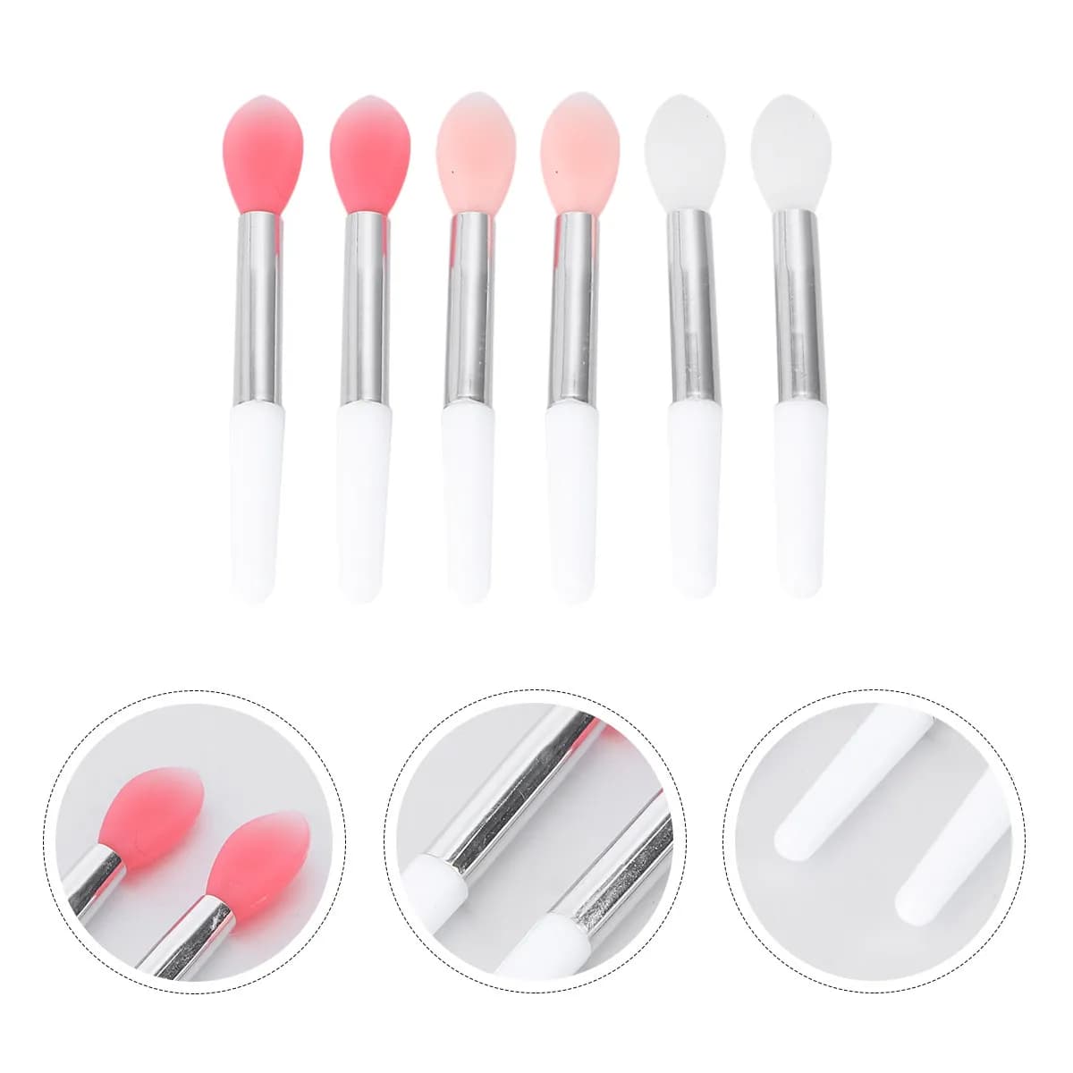 Set di pennelli per labbra in silicone da 6 pezzi, pennelli per trucco portatili, applicatore per rossetto, strumento essenziale per un trucco labbra uniforme e completo