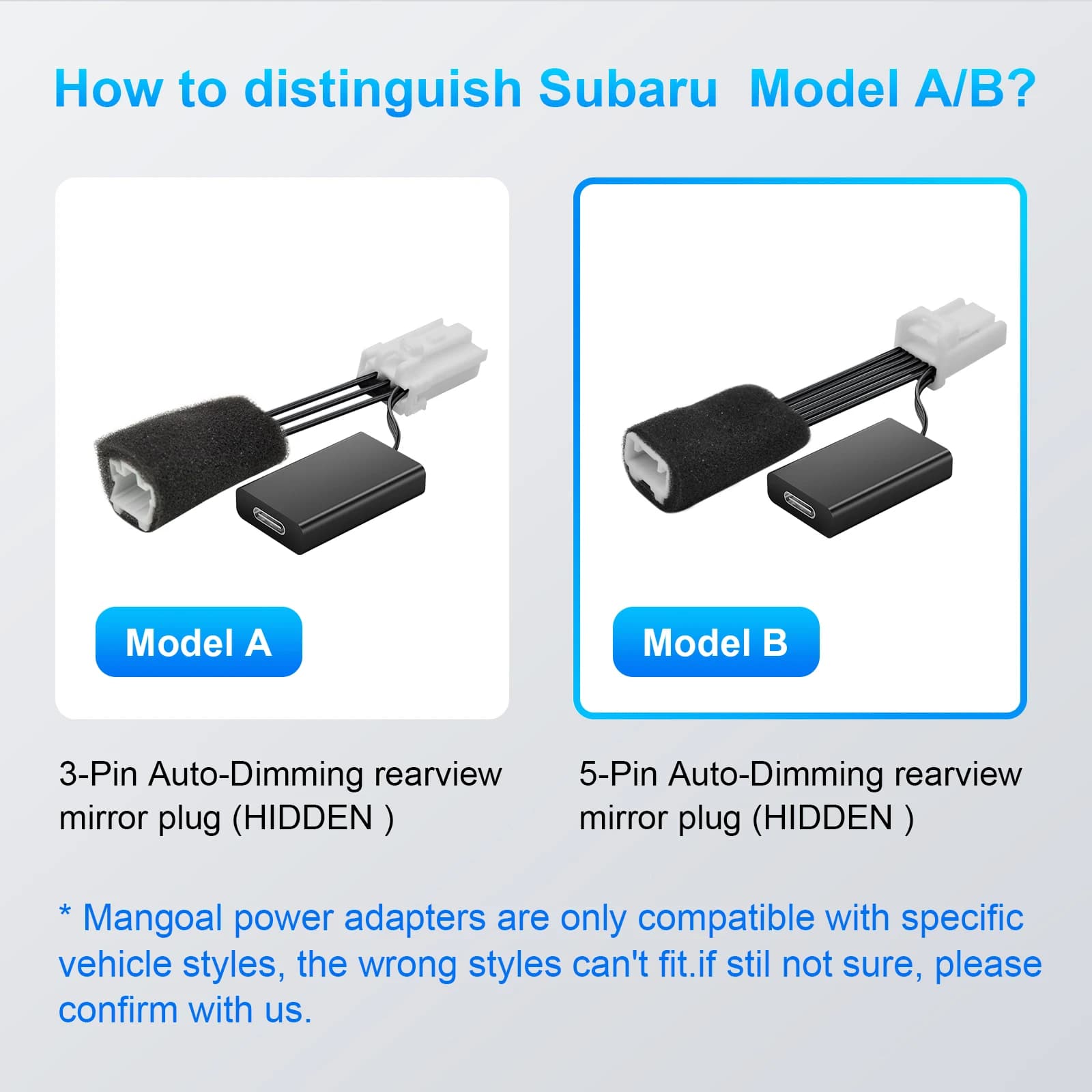 Power Adapter Mangoal Dash Cam suitable for Subaru Ascent Crosstrek Forester Impreza BRZ, etc. (only North American car support)