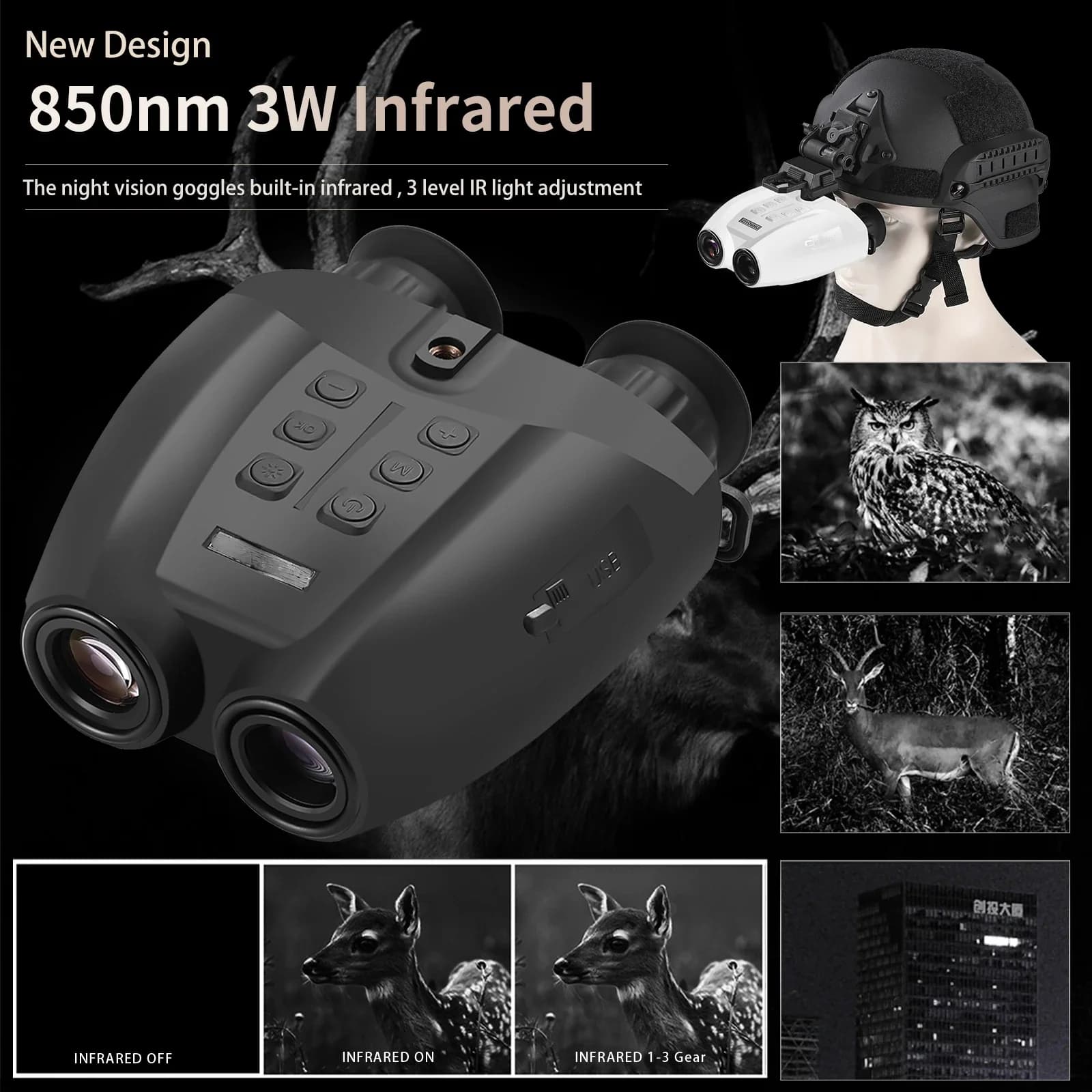 PVS-32 NVG Mount binocolo notturno a infrarossi montato sulla testa videocamera HD 1080P nuovo casco tattico occhiali per visione notturna Zoom 8X