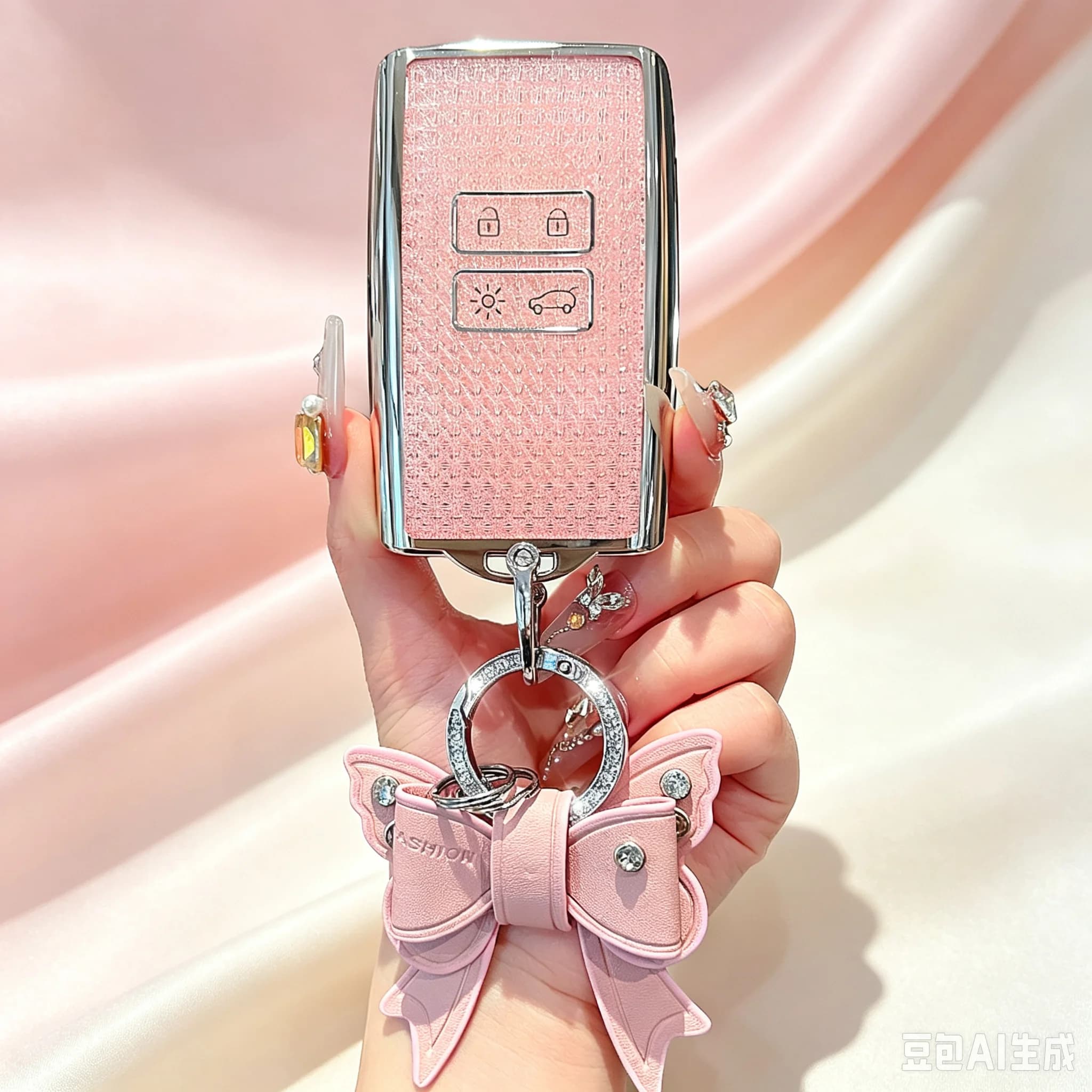 Pink Diamond TPU for Renault Koleos Kadjar Captur Megane Espace Clio Zoe Scenic 4 Arkana Dacia Sandero Remote Car Key Case Card