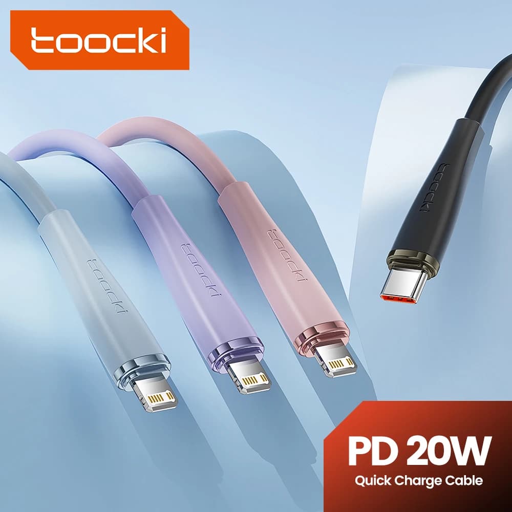 Toocki PD 20W Type C Cable For iPhone Soft TPE Type C Fast Charging Cable For iPhone 14 13 12 11 Pro Max X iPad Airpods Data Cable