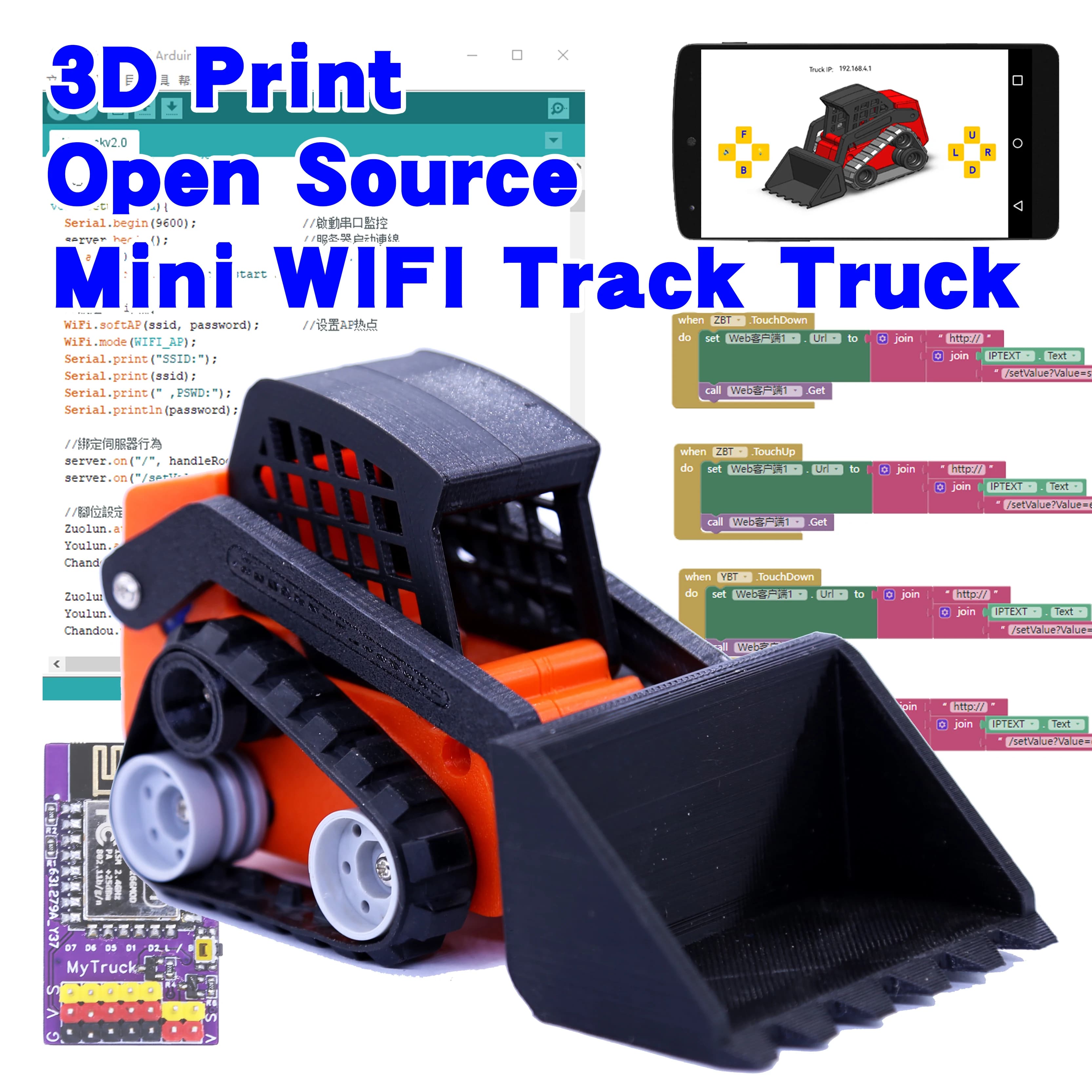 Open Source Crawler WIFI telecomando auto per Arduino Kit fai da te ESP8266 progetto Nodemcu STEM Toys fatto in casa SG90 Wifi Truck