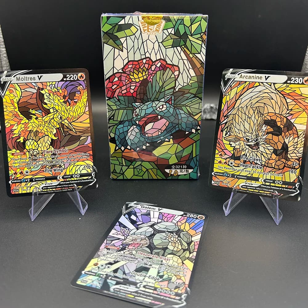 1 Box Blind Box Anime PTCG TCG Series Cathedralglass Cards Collectables Mùs Golem Arcanine Flash Battle Card Children's Gift
