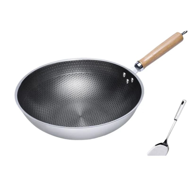 32cm pan, stainless steel pan non-stick pans chef pan Wok pan for gas induction ceramic stoves