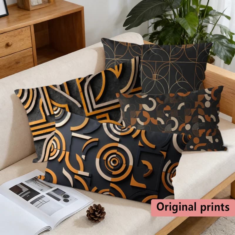 Mid Century Modern Geometric Pillow Covers Suitable For Sofa Bedroom Car Pillow Cover Cushion Rectangular Back Cushion