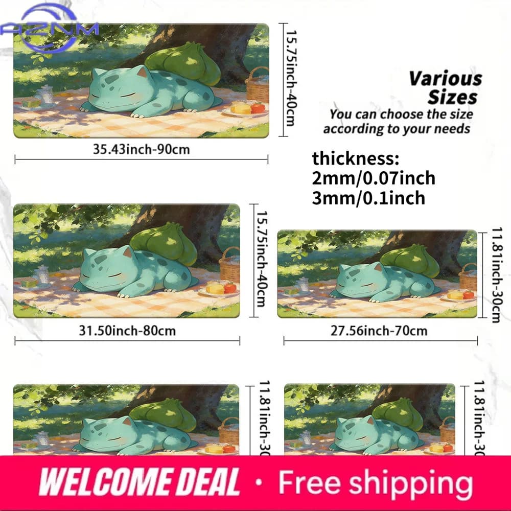 Tappetino per mouse lavabile antiscivolo Bulbasaur Picnic Nap Gaming Desk Mat