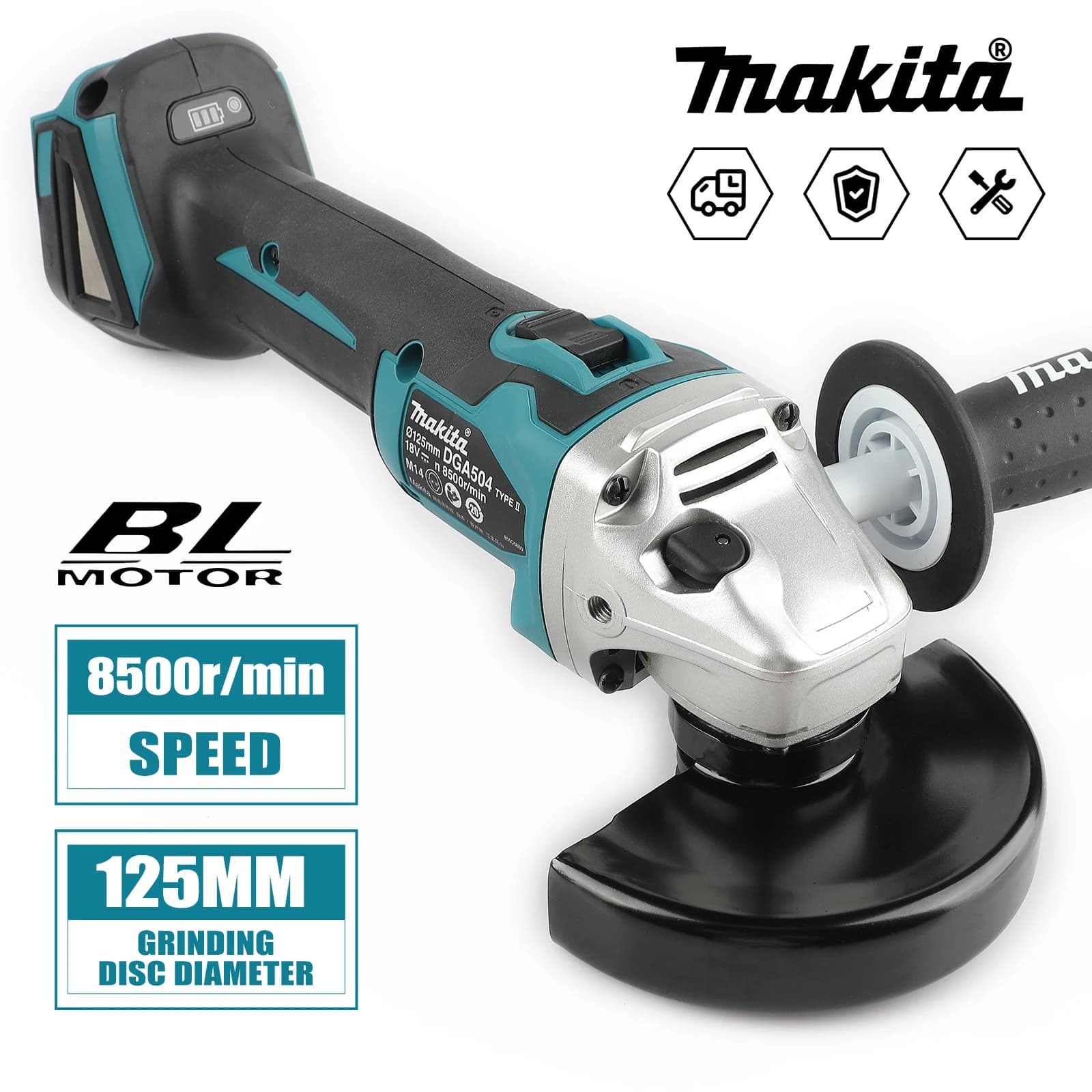 Makita DGA504 18V Smerigliatrice angolare elettrica al litio senza spazzole Lucidatrice ricaricabile Macchina da taglio ad alta potenza