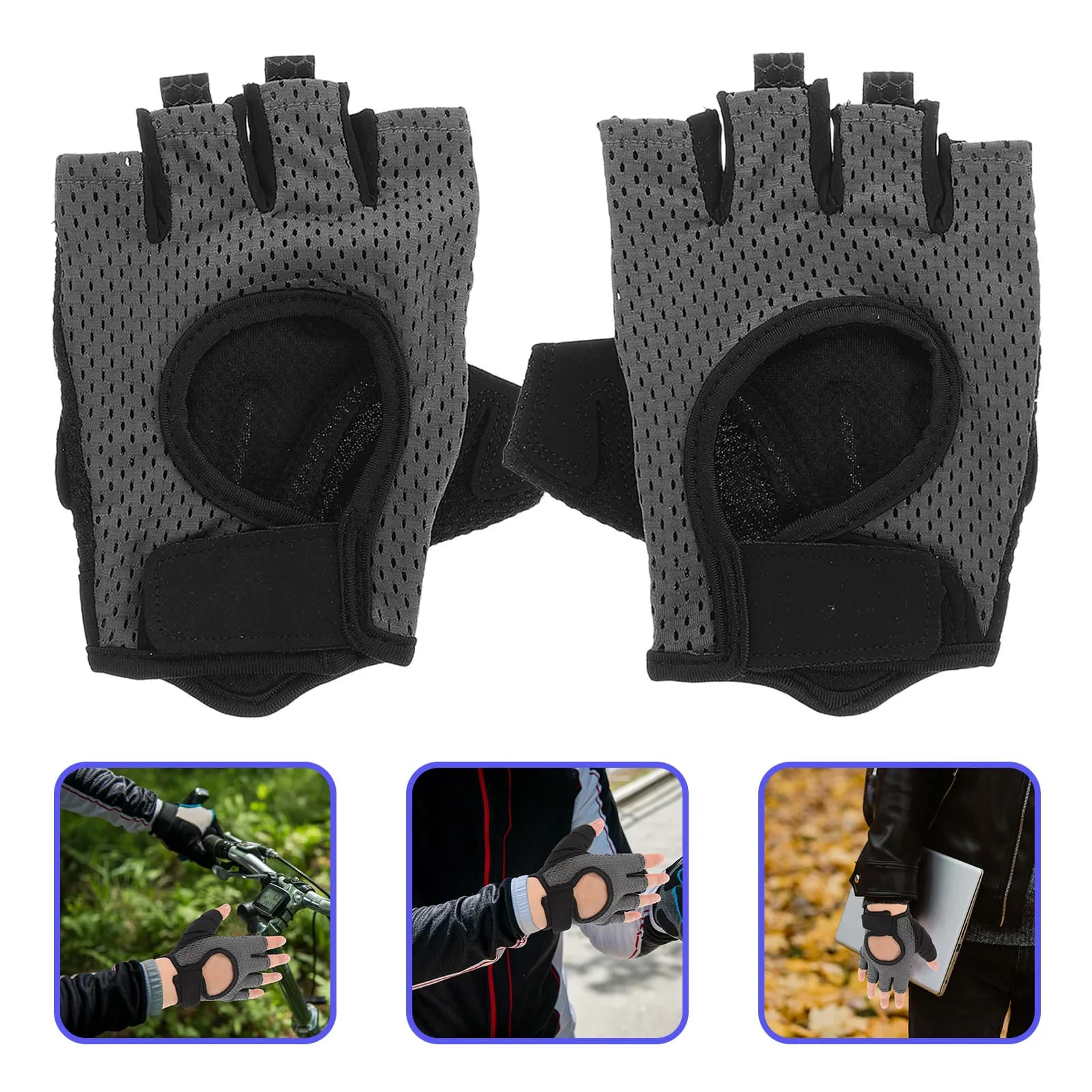 1 paio di guanti fitness a mezze dita, guanti da allenamento traspiranti per ciclismo, per uomo e donna, allenamento in palestra, sollevamento pesi, assorbimento degli urti