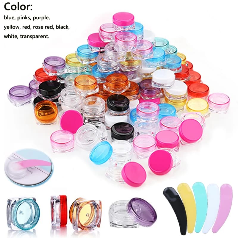 5-10 pz trasparente piccola bottiglia quadrata 3g cosmetico vaso vuoto vaso ombretto balsamo per le labbra crema per il viso contenitore campione