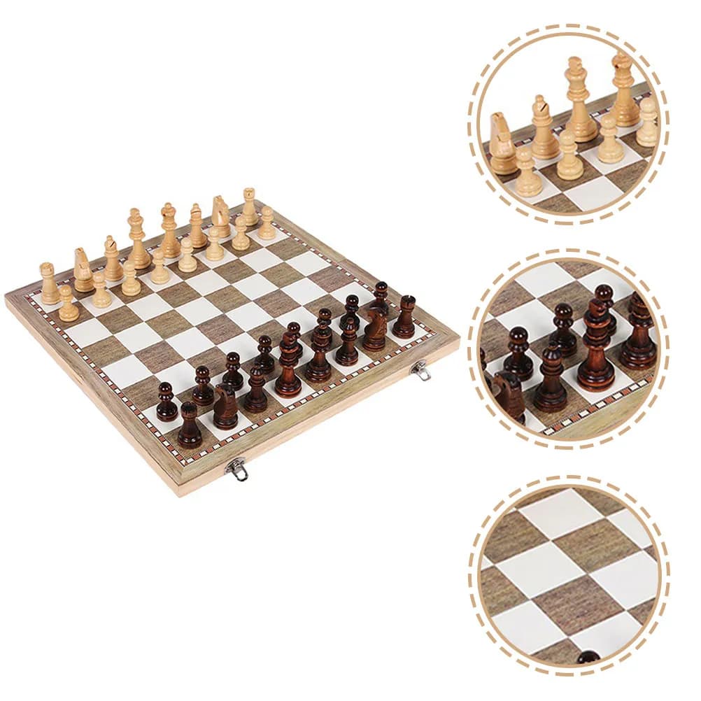 Set di Scacchi Pieghevole in Legno, Design Leggero, Gioco Educativo per lo Sviluppo Intellettuale