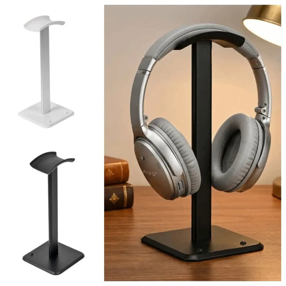 Supporto per cuffie robusto e moderno, antiscivolo, con supporto per telefono, salvaspazio, per configurazioni da gaming