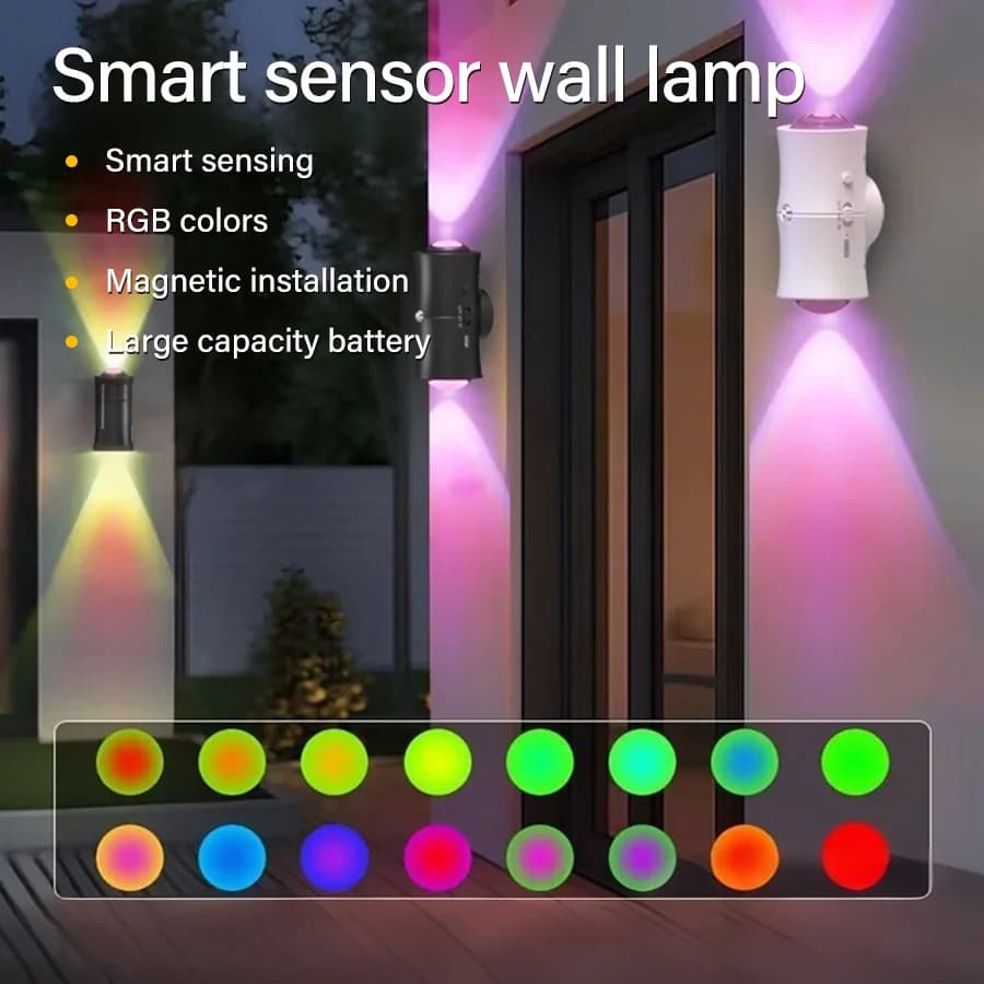 Faretti a LED Atmosfera di ricarica Luci da parete per interni colorate Testiera con aspirazione magnetica Luci notturne con rilevamento del corpo umano