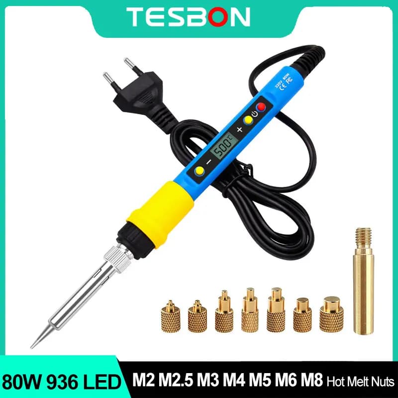 Saldatore LED da 80 W con parti della stampante 3D VORON2.4 M2-M8 Dadi Hot Melt Punte per incordare Strumento per gli appassionati di fai da te