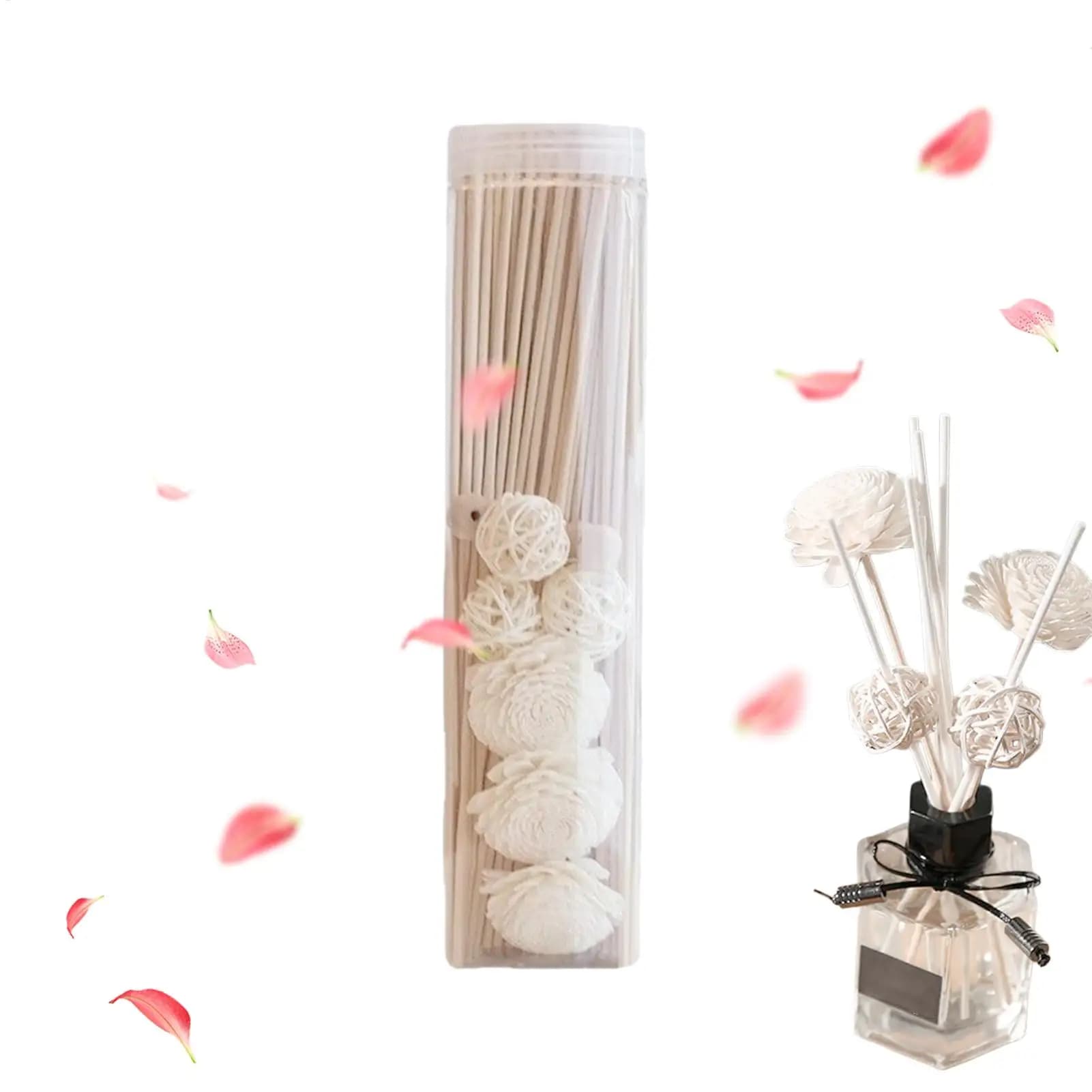 Diffuser Sticks 50 Pack 30cm Long Rattan Refill Scent Oil Diffuser Home Decor Flower Ball Shape Long Lasting for Bedroom Party