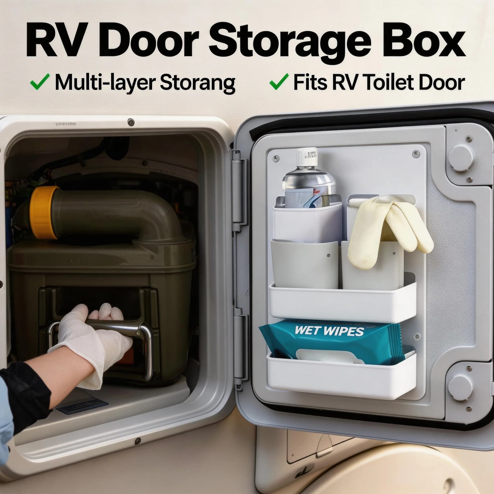 Organizer per Porta del Bagno di Camper e Roulotte, Ripiano Portaoggetti Antipolvere Facile da Pulire, Accessori per Auto