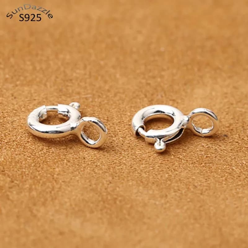 8 pz 5mm Genuino Reale Puro Solido 925 Sterling Silver Rotondo Molla Chiusura Fibbia Connettore Creazione di Gioielli Risultati Anello Chiudi