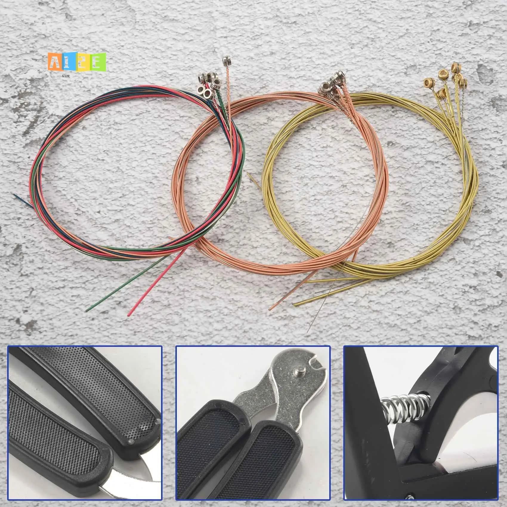 Kit di accessori per chitarra A12E-34 PCS, inclusi plettri, capotasto, corde per chitarra acustica, avvolgicorde 3 in 1, perni del ponte, 6 corde