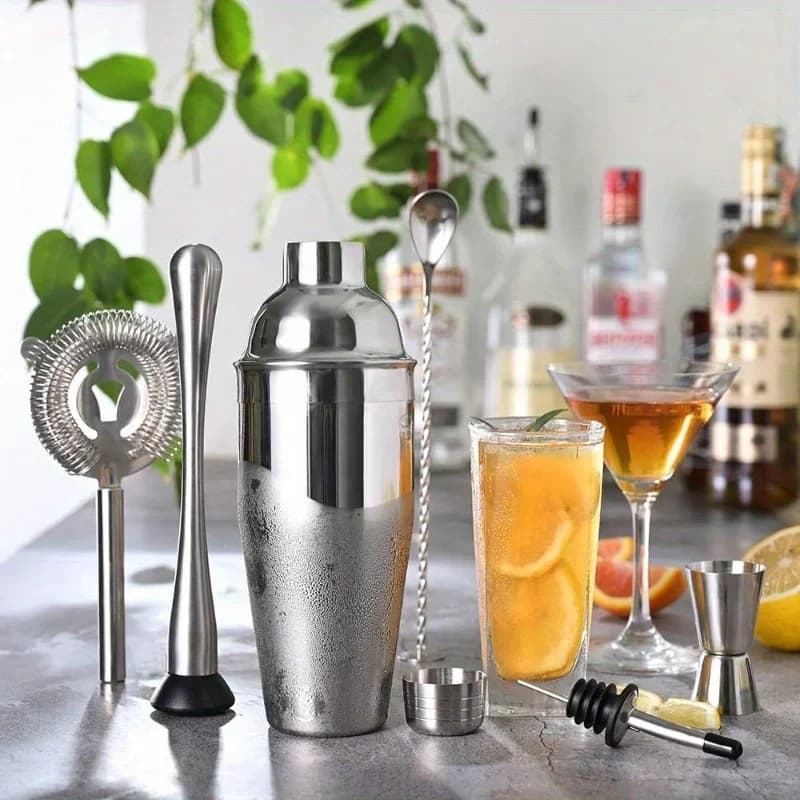 Set shaker per cocktail Set da bar e acciaio inossidabile, kit da barista Mixology Drink Mixer, colino, jigger dosatore, versatore per alcol