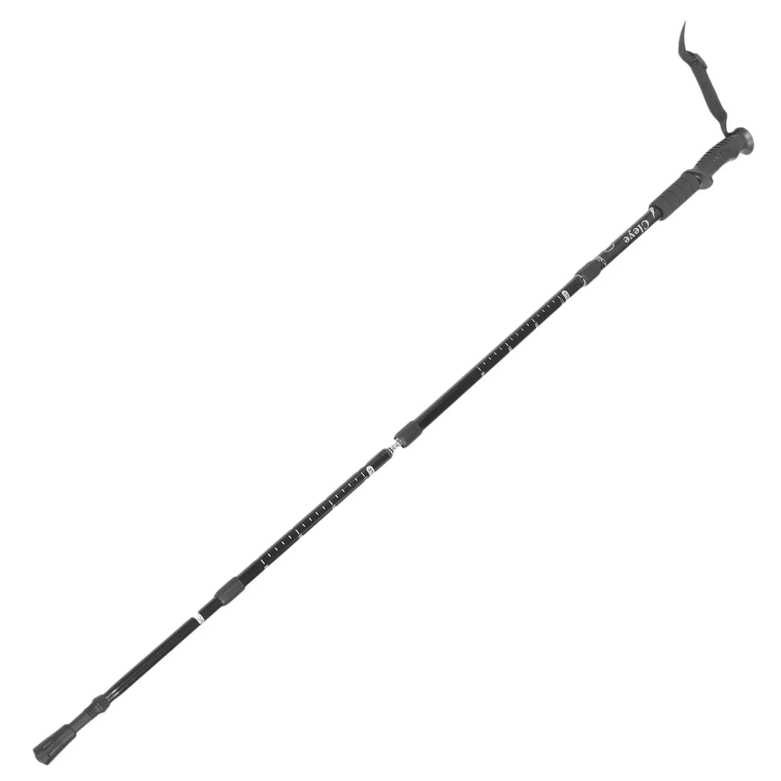 Black Aluminum Alloy Trekking Stick 4 Sections Outdoor Trekking Stick Adjustable Non-slip Walking Stick Use for Seniors