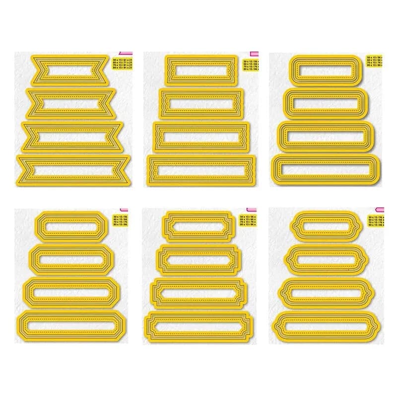 2025 4PCS Bookmark Background Rectangle Frame Set Metal Cutting Dies for Scrapbooking DIY Photo Album Card Making Stencil